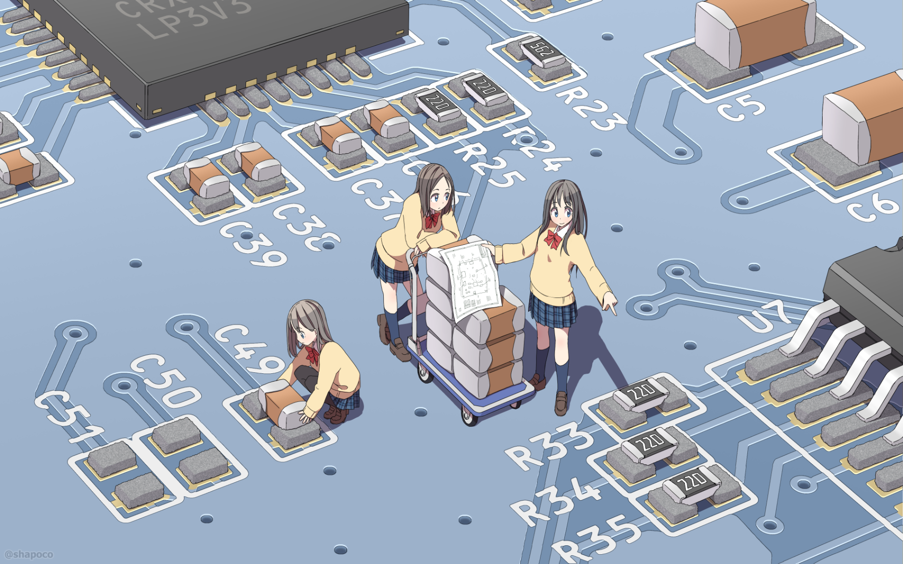 Anime ladies making a circuit